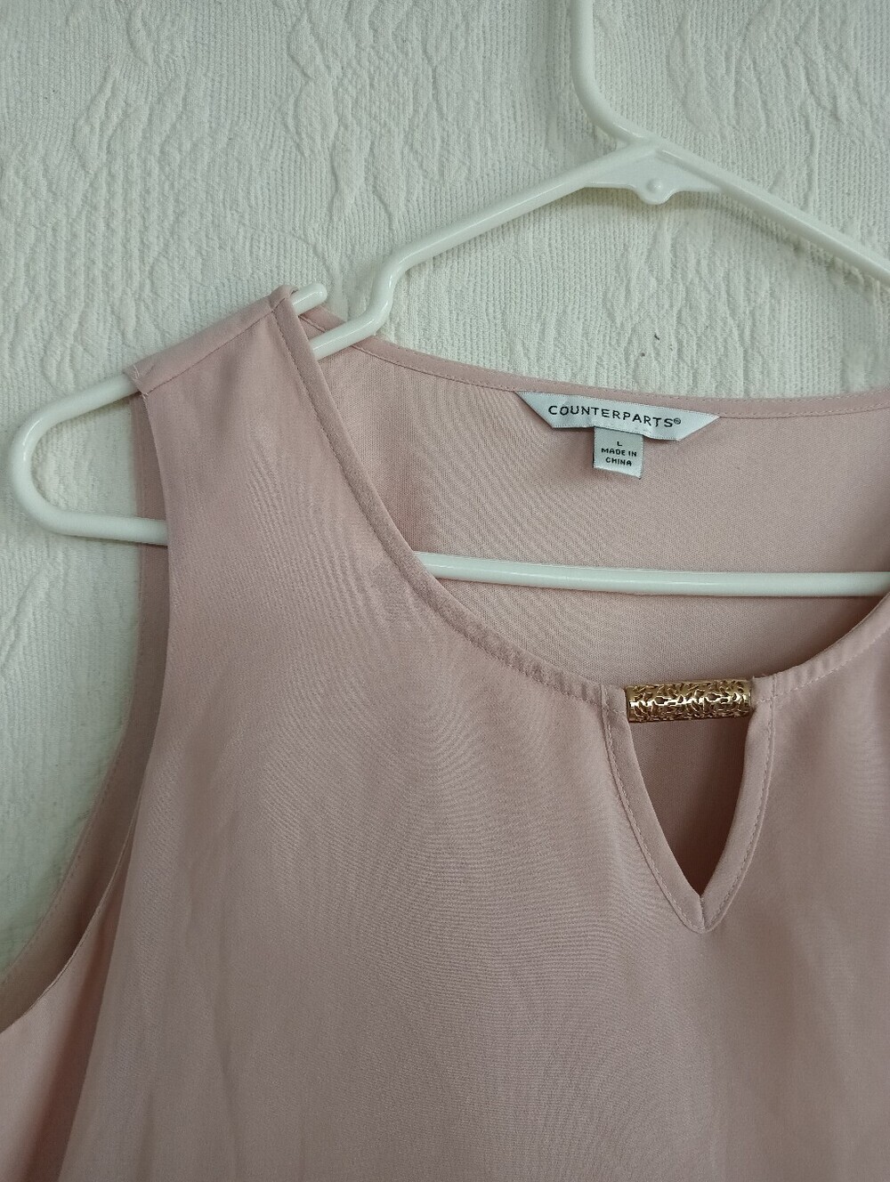 Counterparts Soft Pink Lace-Trim Sheer Tank Shark Bite Boho Lace Flowy Oversized - Picture 2 of 7